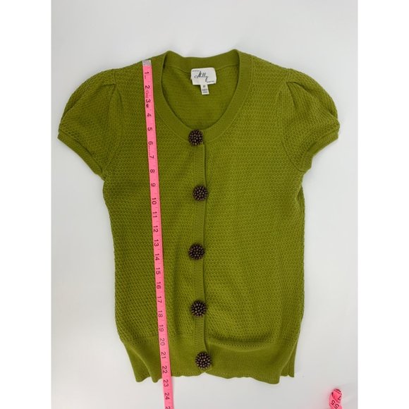 Milly Green Sweater with Brown Buttons Size SP - Picture 7 of 7